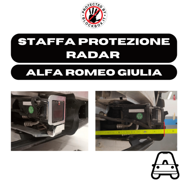 BLOCK BOX - BBRARG27- STAFFA PROTEZIONE RADAR PER ALFA ROMEO GIULIA 27 CM - PROTEZIONE DUPLICAZIONE CHIAVE.